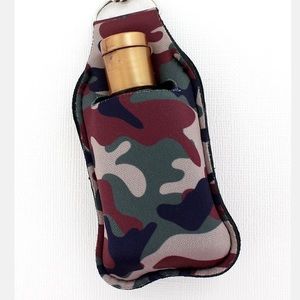 Hand Sanitizer Woodland Camo Holder Keychain